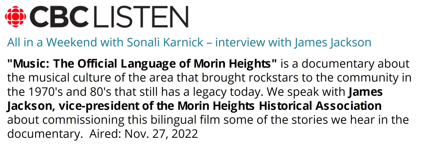 James Interview with CBC